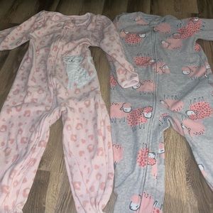 Two fleece zip up pajamas Carters brand size 3T